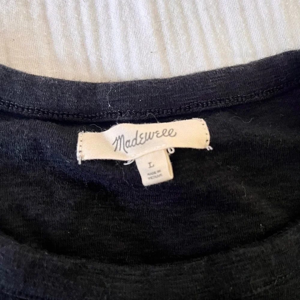 Black Madewell T-Shirt Basic Women’s Cotton/Modal Top Size Large - Picture 2 of 3